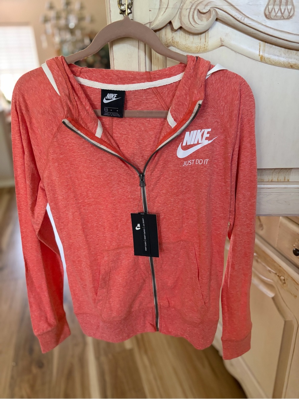 New women’s Nike Coral Zip-Up Hoodie with White Logo! Butter Soft !